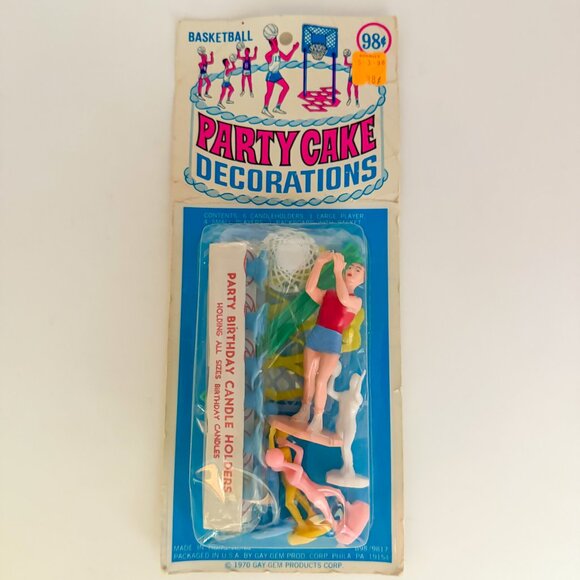 Vintage 1970 Gay-Gem Party Cake Decorations No. B98/9817 Basketball - NEW - Picture 1 of 4